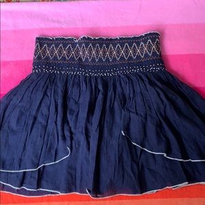 Free People Lip Smocking Good Embellished Skirt LG